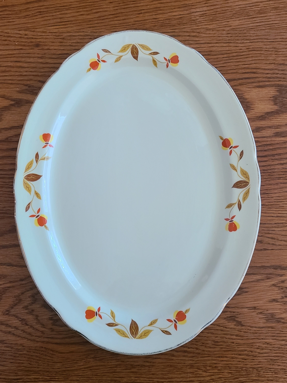 Vintage Large Hall's Superior Autumn Leaf Oval Serving Platter